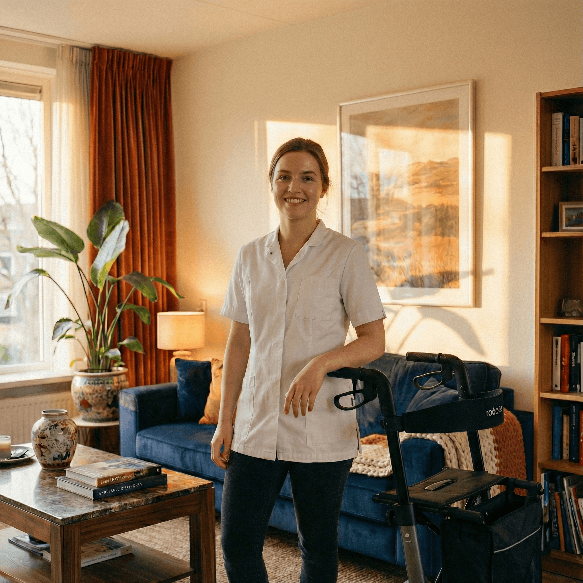 Zorgverlener in gesprek met cliënt aan huis